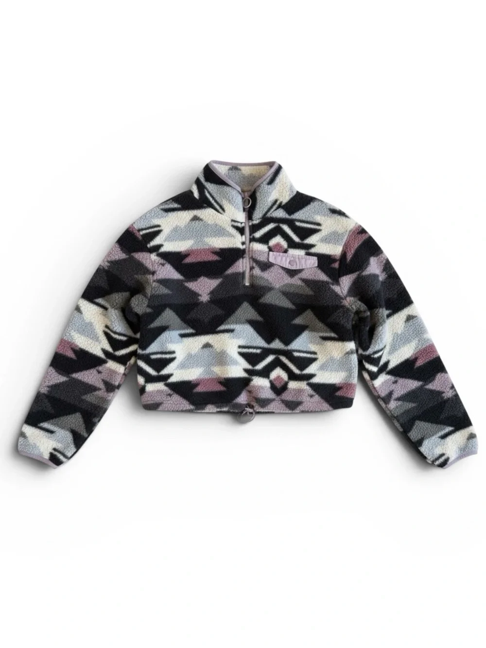 Aeropostale Aztec Sherpa Fleece Cropped Quarter Zip Top Cozy Campus Athleisure S